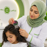 Professional lice removal specialist providing safe head lice treatment during an appointment